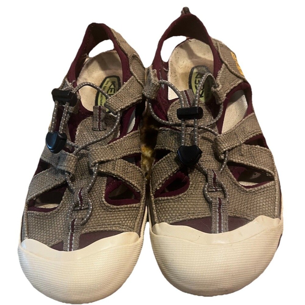 Keen Women Coronado Canvas Gray Outdoor Hiking Bungee Lace Sandal Closed Toe 10